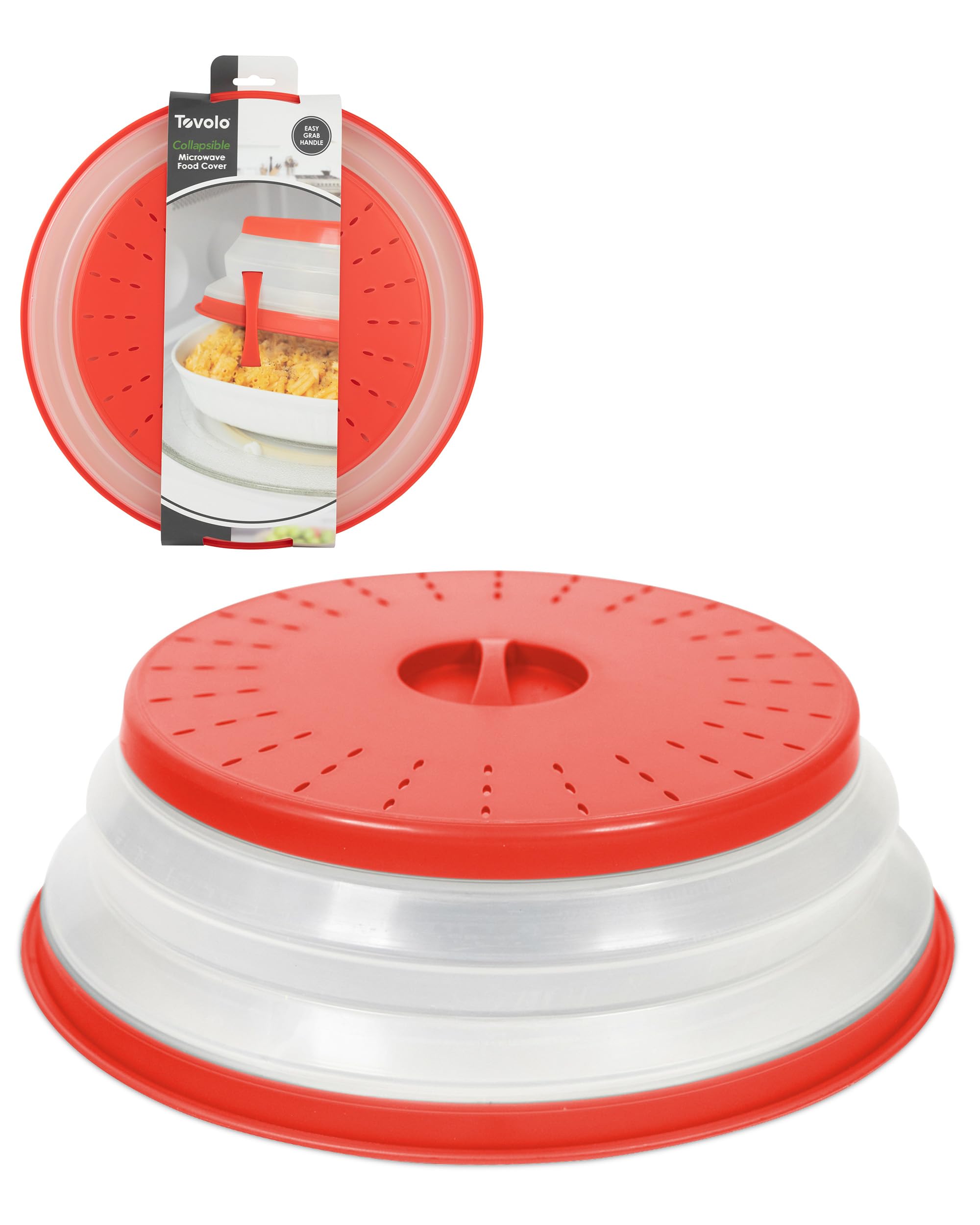 Tovolo Microwave Splatter Cover for Food, Medium (Charcoal) - Collapsible & Vented Silicone Splatter Guard Lid - Microwave Plate & Dish Cover with Handle - BPA-Free Kitchen Gadget for Meal Prep